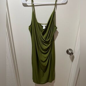 H&M Olive Green Draped Mini Dress